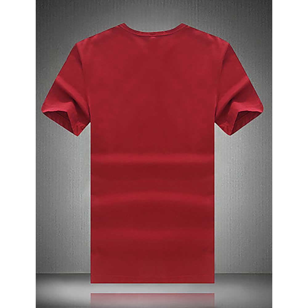 Men's Sports Slim Color Block Patchwork Round Neck Short Sleeve T-shirt Size 5XL - Red