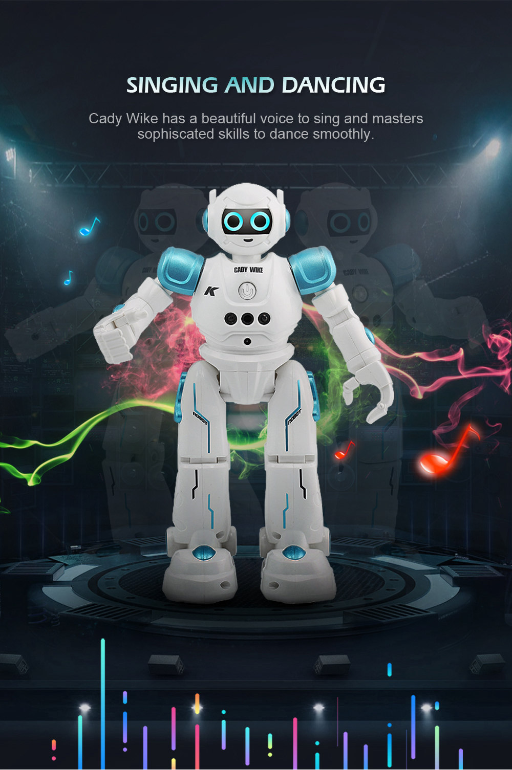 JJRC R11 Cady Wike Programmable Dancing RC Robot Gesture Sensor Obstacle Avoidance Kids Toys - Blue