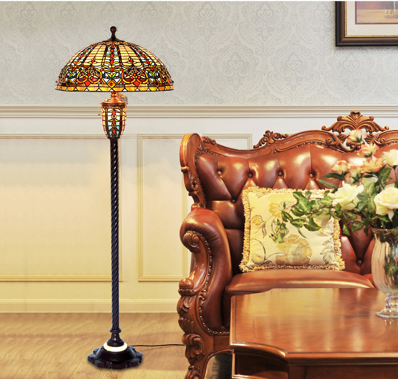 FUMAT Tiffany Style Stained Glass Handcrafted Floor Lamp - Romantic Baroque Design