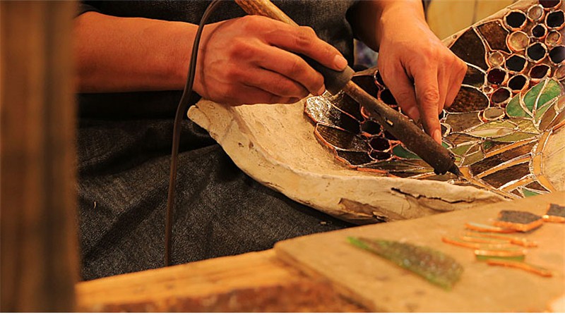 FUMAT Nordic Stained Glass Table Lamp - Creative Colorful Fish Design