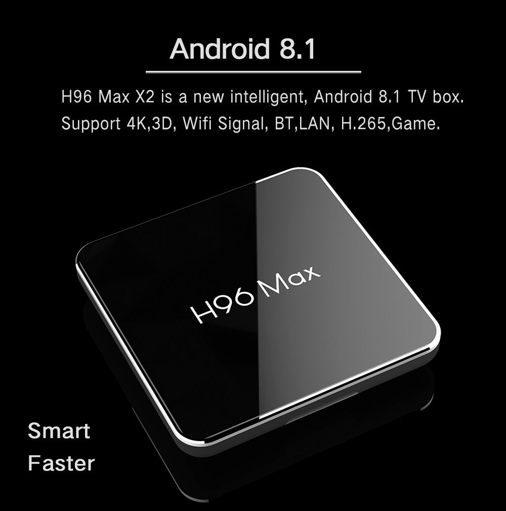 H96 MAX X2 Amlogic S905X2 4GB DDR4 32GB eMMC TV Box Dual Band WiFi LAN Bluetooth USB3.0 HDMI