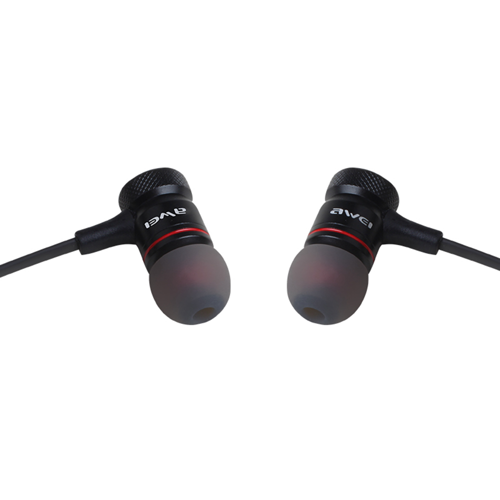 Awei ES-70TY Wired Earphone with Mic Wire Control 3.5mm Headsets - Black