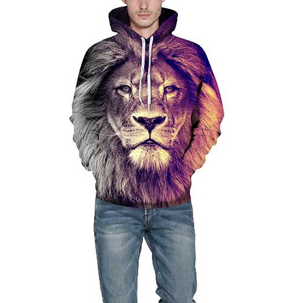 Unisex Lion Printed Sweatshirt Size 2XL Multi-color