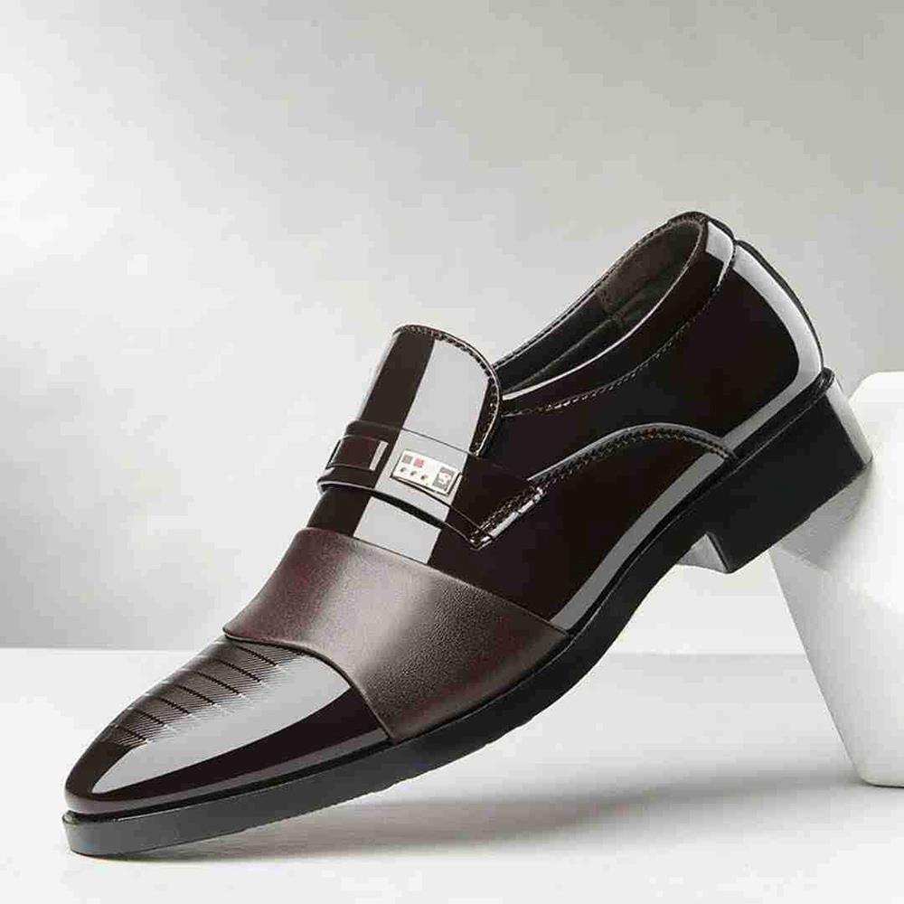 XA007 Men Fashion Business Formal PU Leather Dress Shoes EU38 - Black