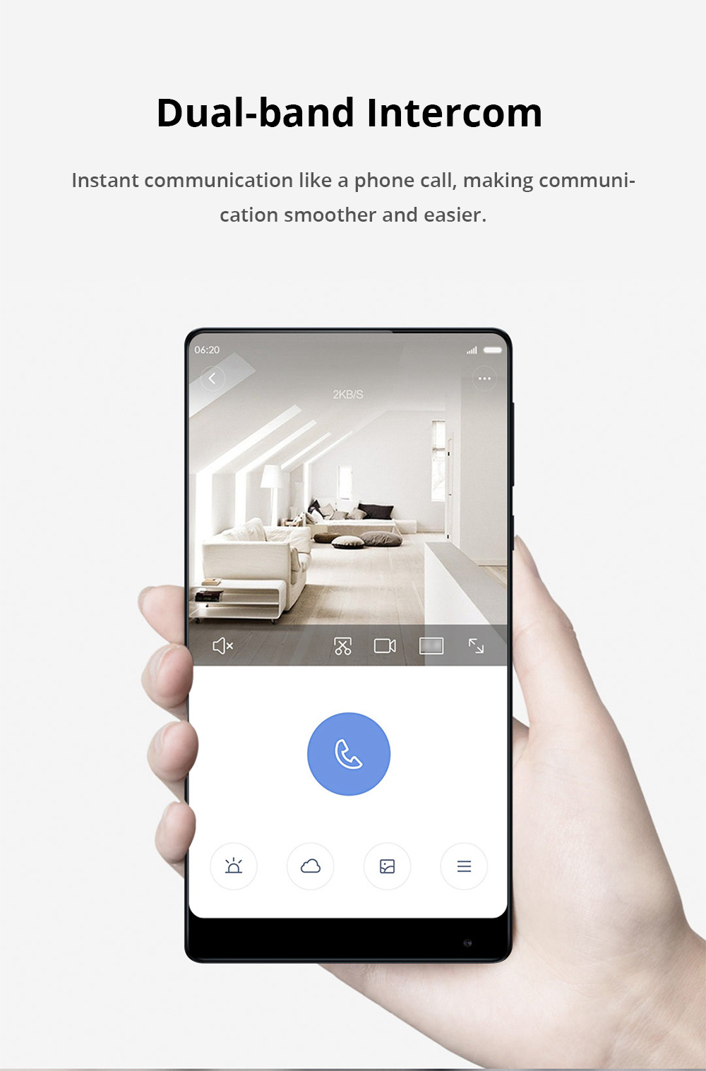 Xiaomi Mijia 1080P FHD Smart IP Camera Dual-band Intercom FOV 130 Degree AI Detection Cloud Storage - White
