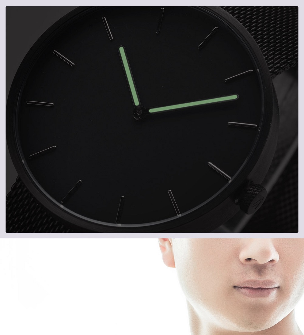 Xiaomi TwentySeventeen Unisex Quartz Watch Luminous Pointer Leather Strap - Black