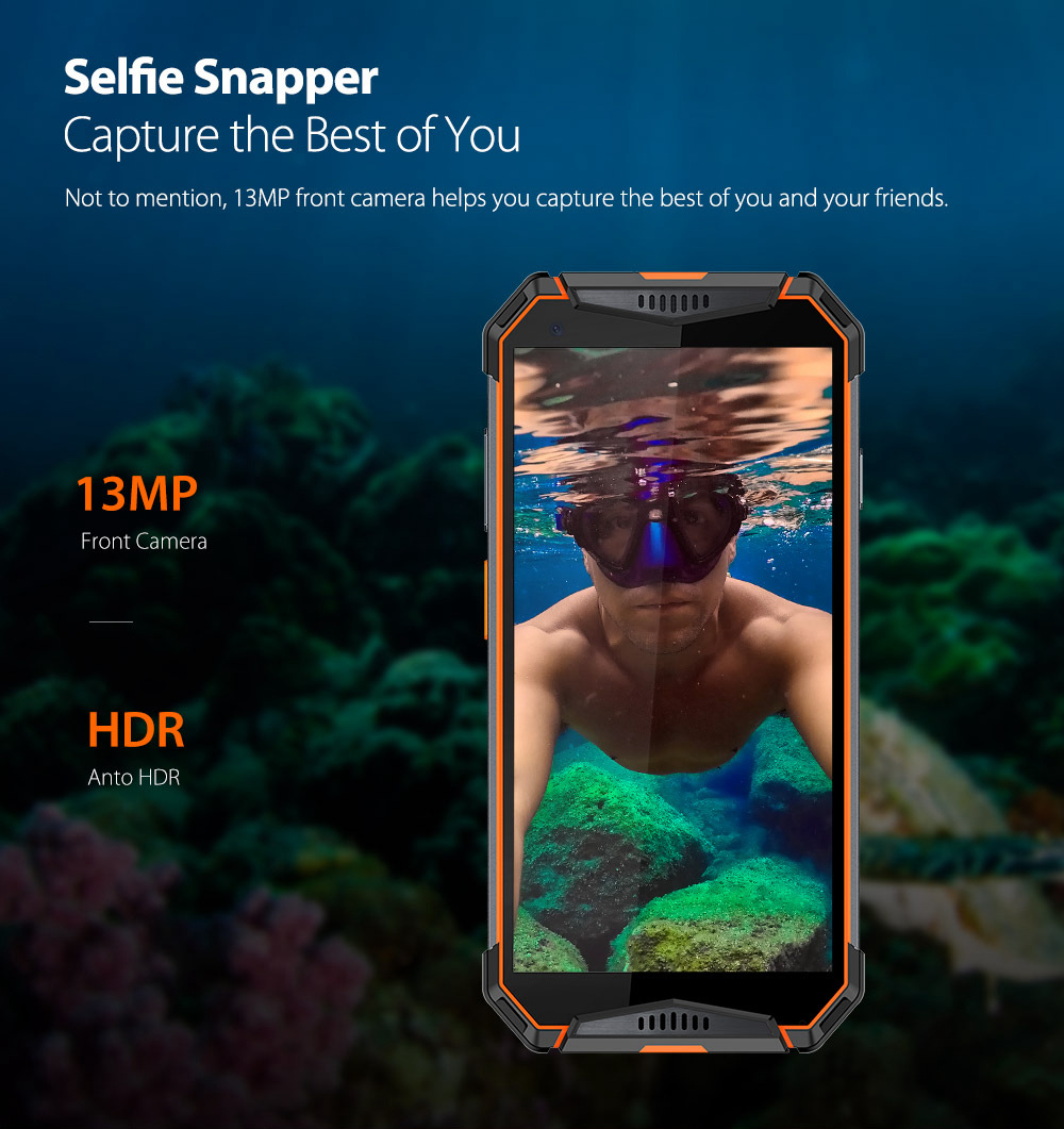 [HK Stock]Ulefone Armor 3 5.7 Inch 4G LTE Smartphone FHD+ Screen MT6763T 4GB 64GB 21.0MP Rear Camera Android 8.1 IP68 NFC 10300mAh Fast Charge - Orange