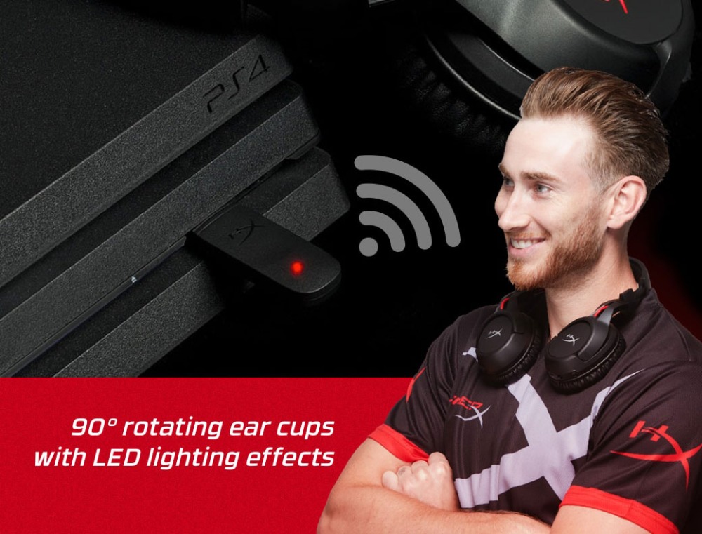 Kingston HyperX Cloud Flight Wireless Gaming Headset Audio and Mic Controls Works with PC/PS4 (HX-HSCF-BK/AM) -Black