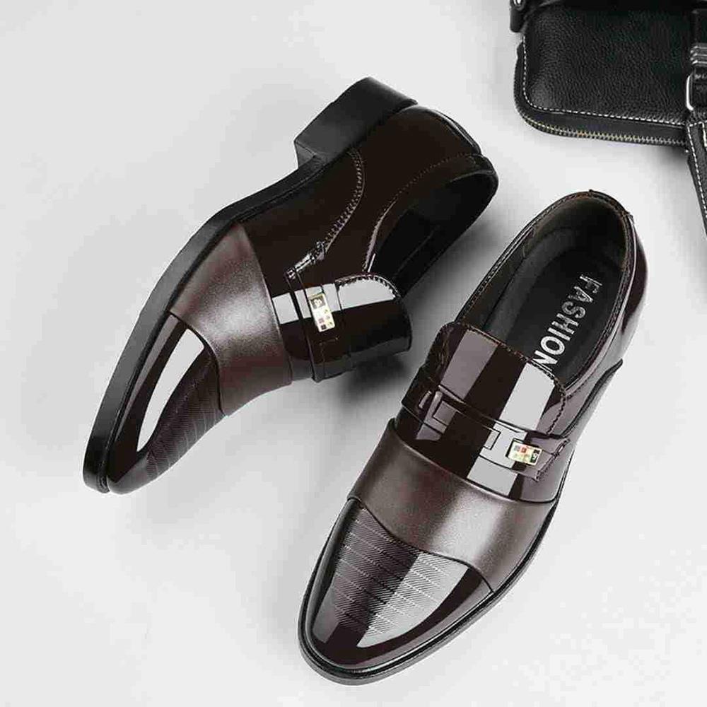 XA007 Men Fashion Business Formal PU Leather Dress Shoes EU38 - Black
