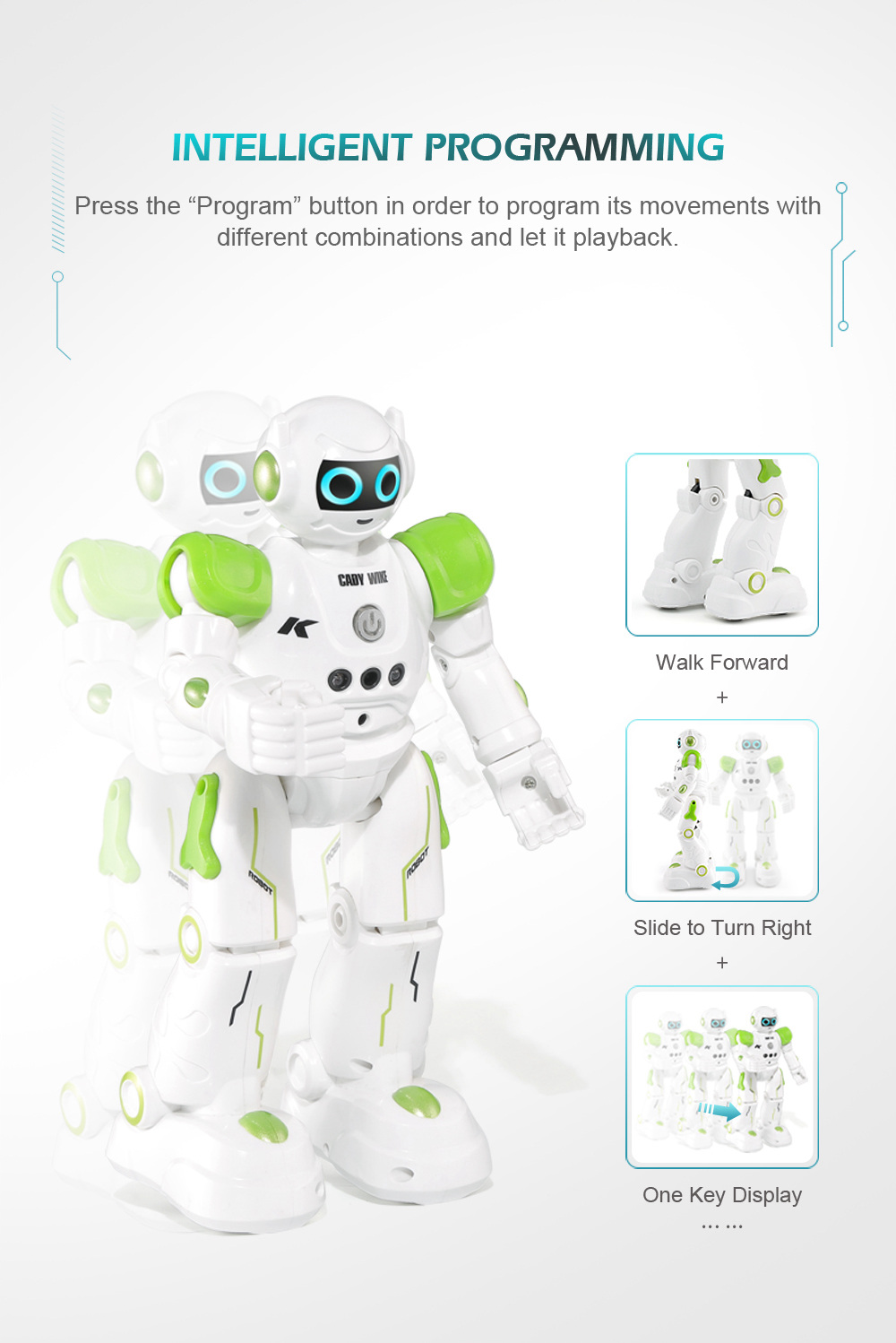 JJRC R11 Cady Wike Programmable Dancing RC Robot Gesture Sensor Obstacle Avoidance Kids Toys - Blue