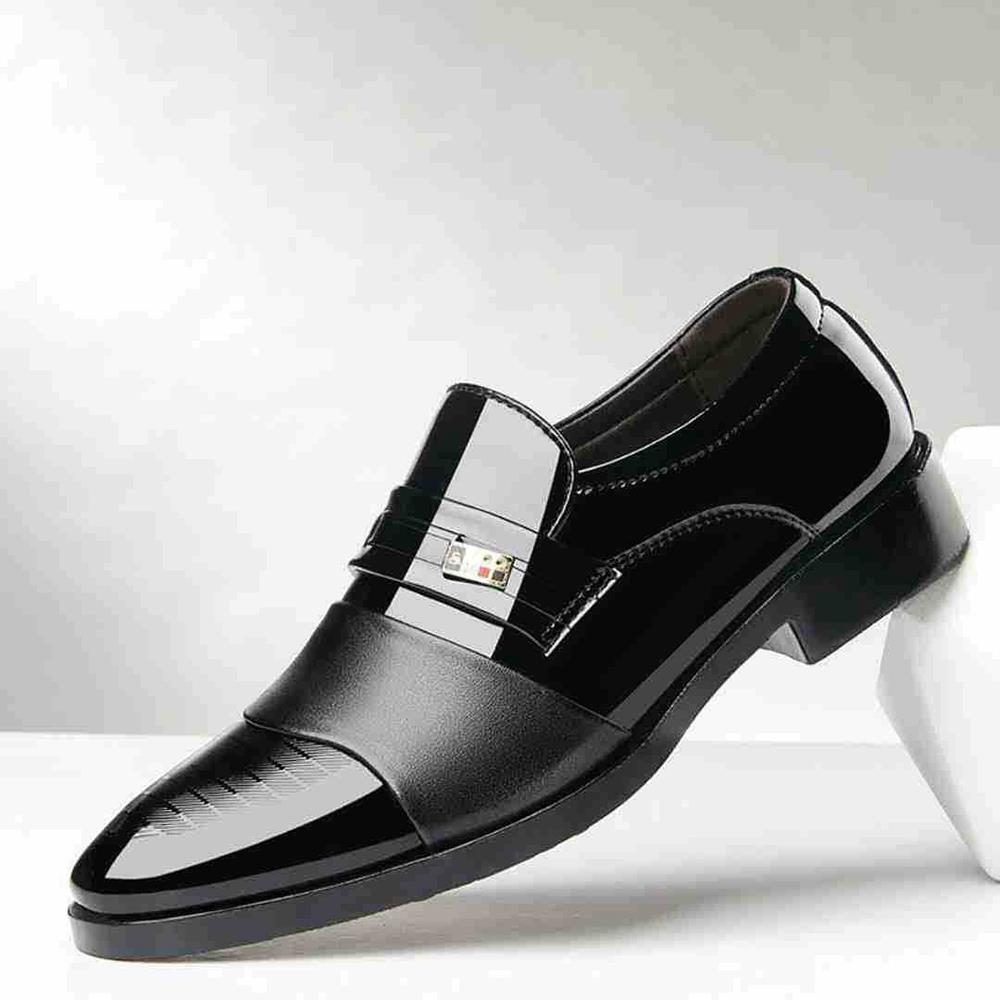 XA007 Men Fashion Business Formal PU Leather Dress Shoes EU38 - Black