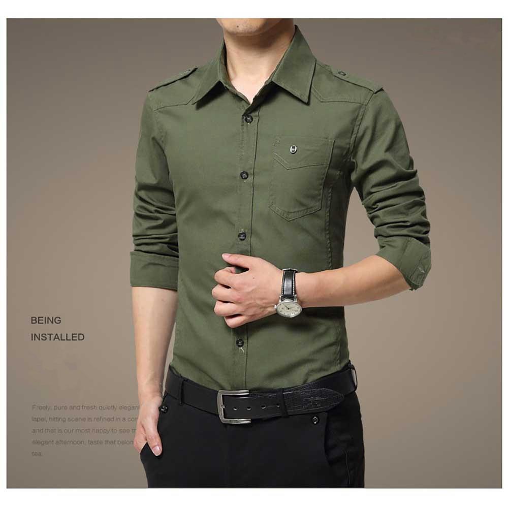 Men's Cotton Long Sleeve Shirt Green