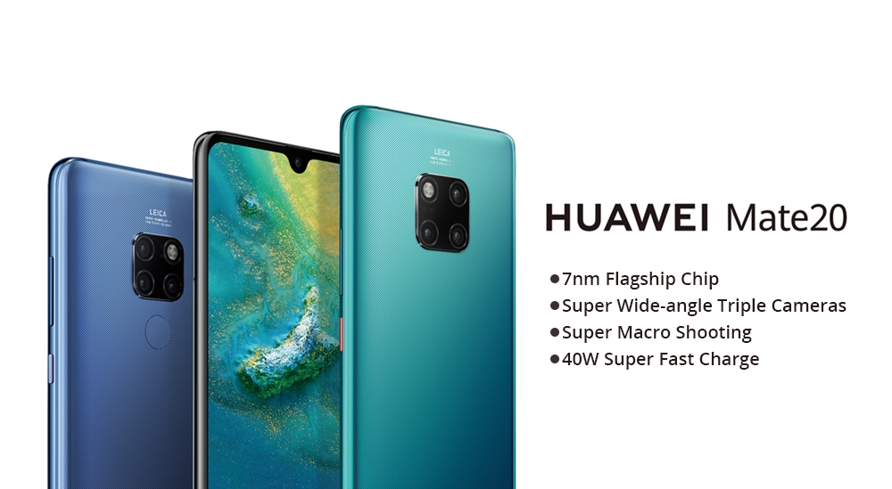 HUAWEI Mate 20 Pro 6.39 Inch 4G LTE Smartphone Kirin 980 8GB 128GB 40.0MP+20.0MP+8.0MP Triple Rear Cameras EMUI 9 Type-C NFC IR Remote Control - Bright Black