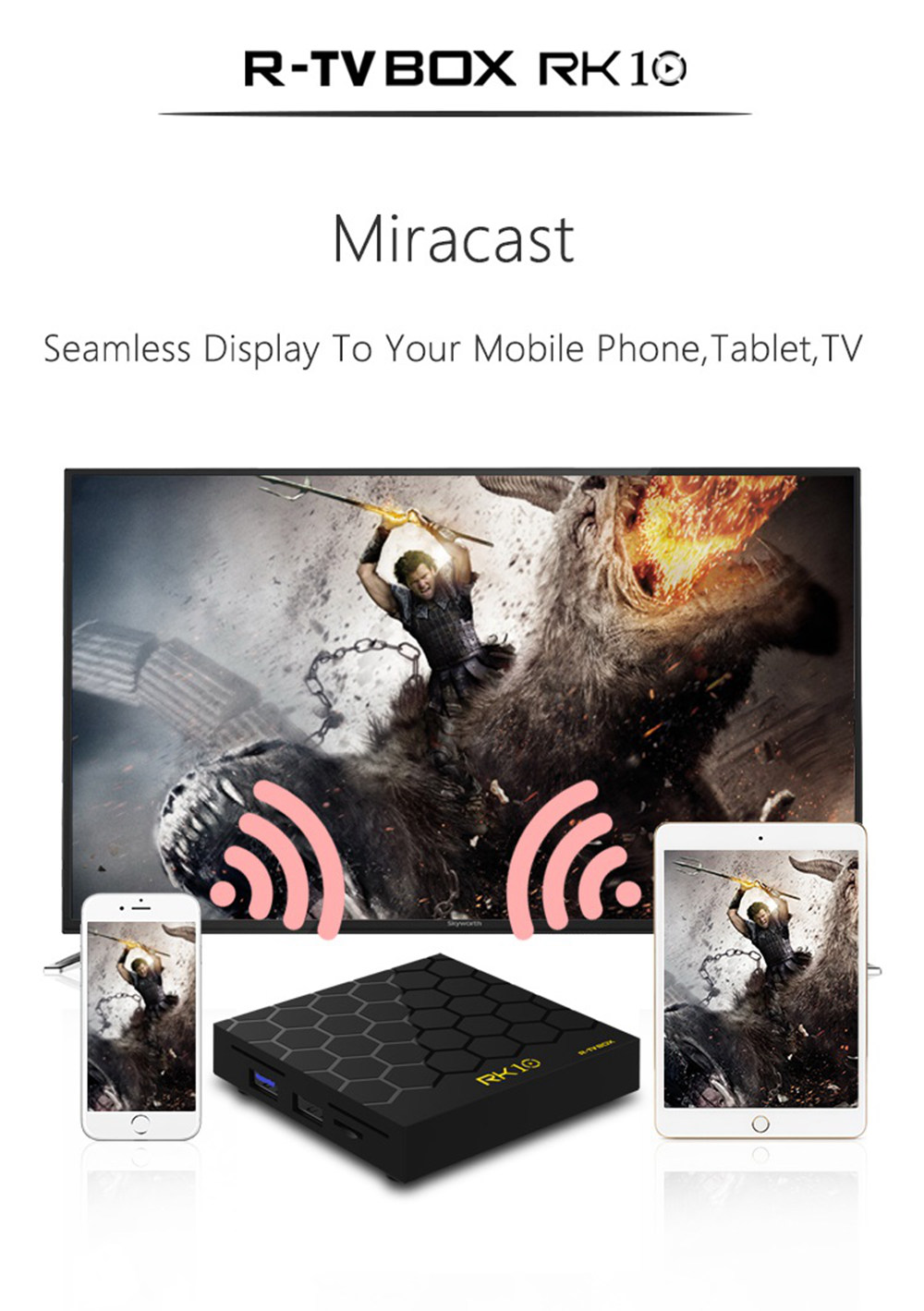 R-TV BOX RK10 Android 8.1 RK3328 2GB/16GB 4K TV Box WiFi Bluetooth USB3.0 VP9 H.265