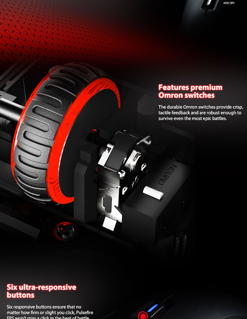 Kingston HyperX Pulsefire FPS Gaming Mouse Pixart 3310 Sensor 6 Buttons 3200DPI (HX-MC001A/AM) - Black