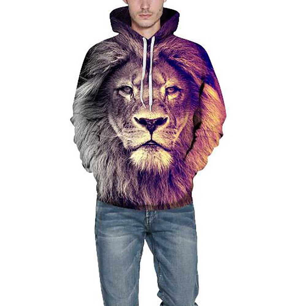 Unisex Lion Printed Sweatshirt Size L Multi-color
