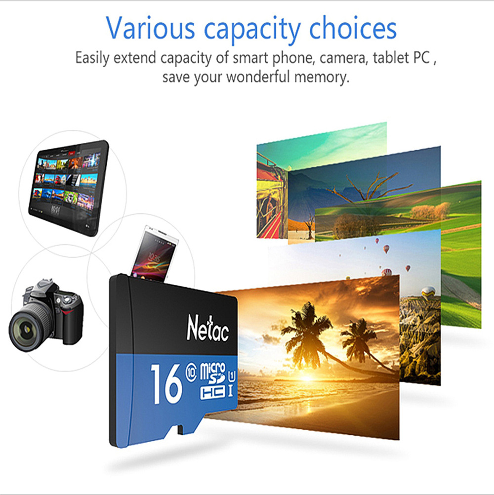 Netac P500 16GB Micro SD Memory Card Data Storage TF Cards - Blue