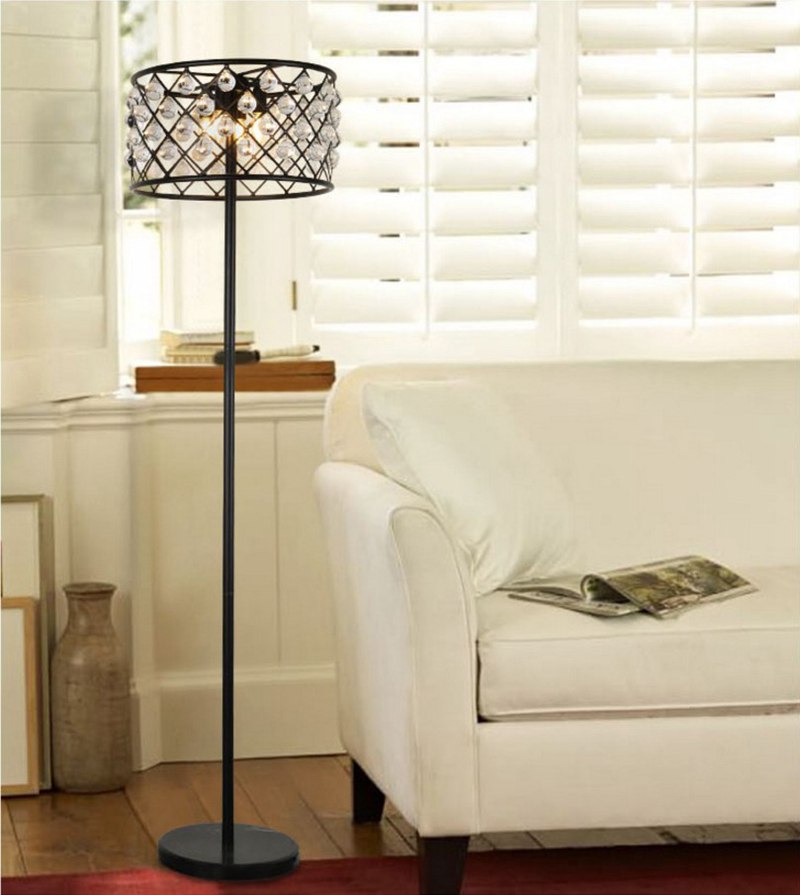 Fumat American Crystal Glass Floor Lamp - Retro Wrought Iron Water-drop Glass Design