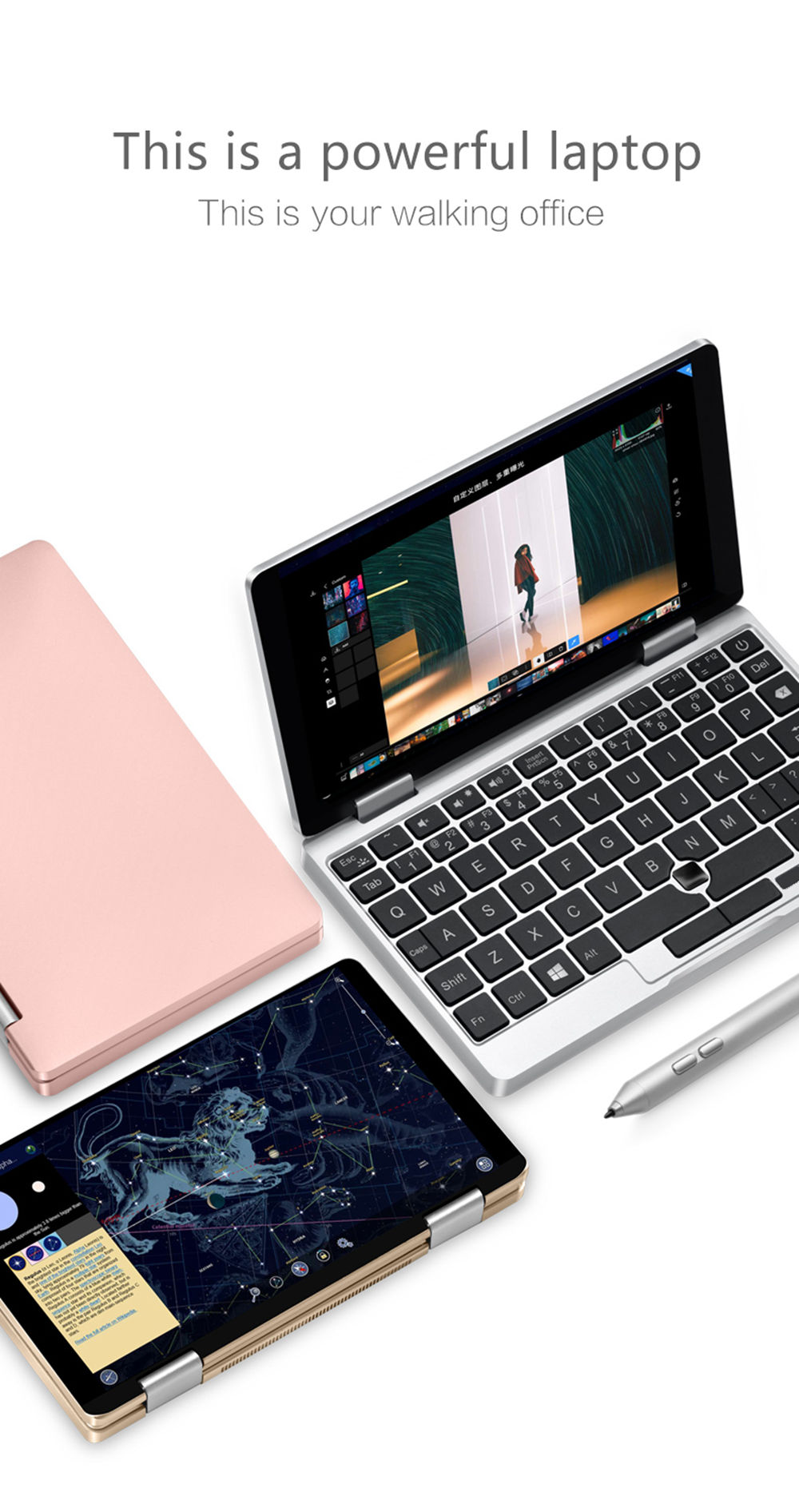 One Netbook One Mix 2S Yoga Pocket Laptop Intel Core M3-8100Y Dual Core Touch ID 7" IPS Screen 1920*1200 Windows 10 8GB DDR3 256GB PCI-E SSD - Silver