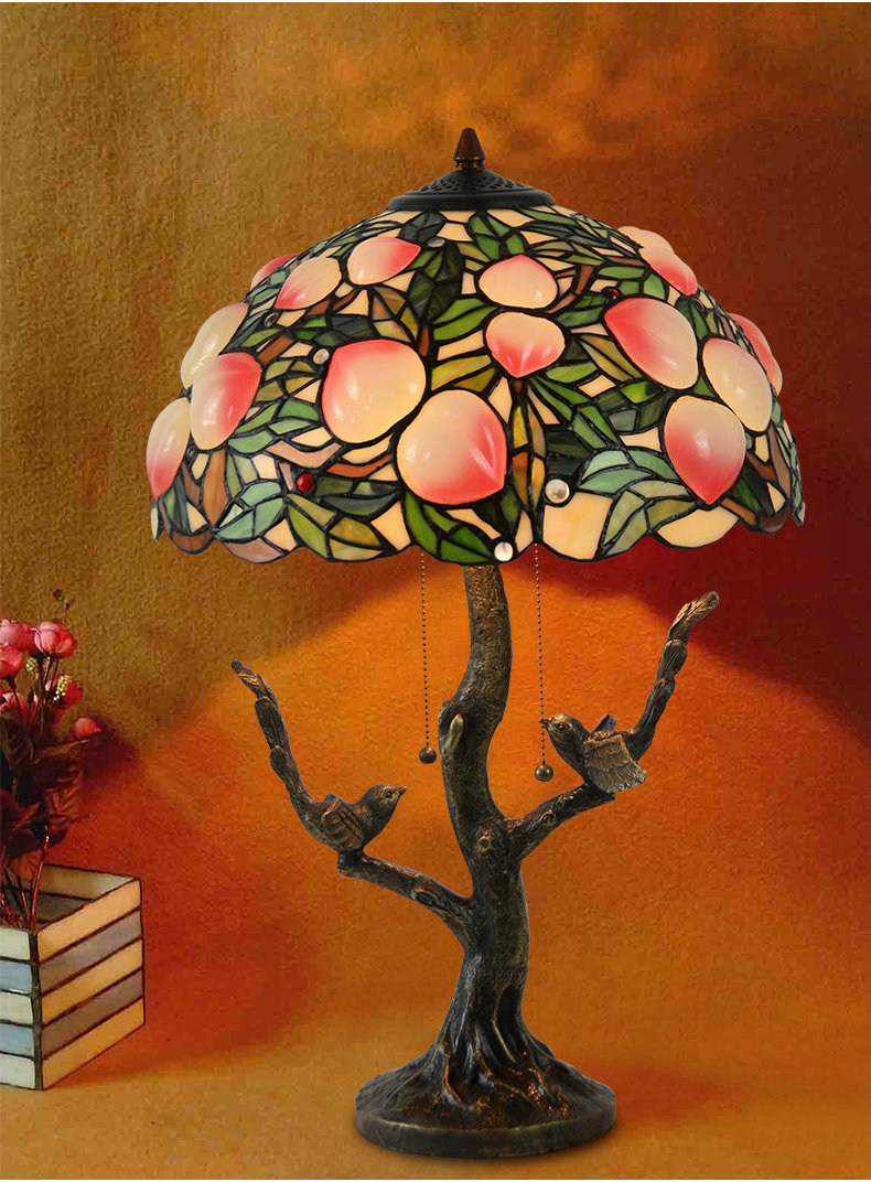 FUMAT Tiffany Style Resin Base Ripe Grapes Table Lamp