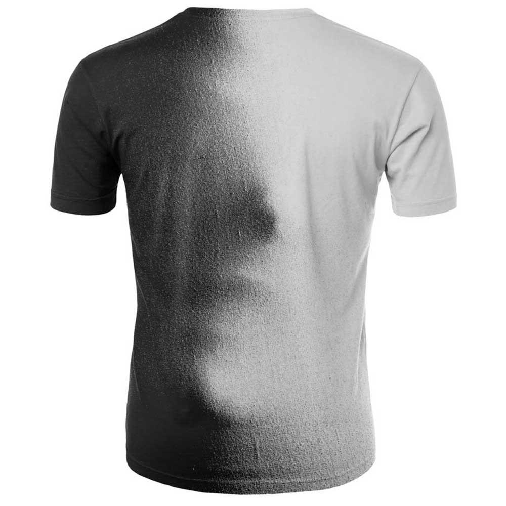 3D Digital Printed Face Pattern Men's Summer Short Sleeve T-shirt Size M - Gray