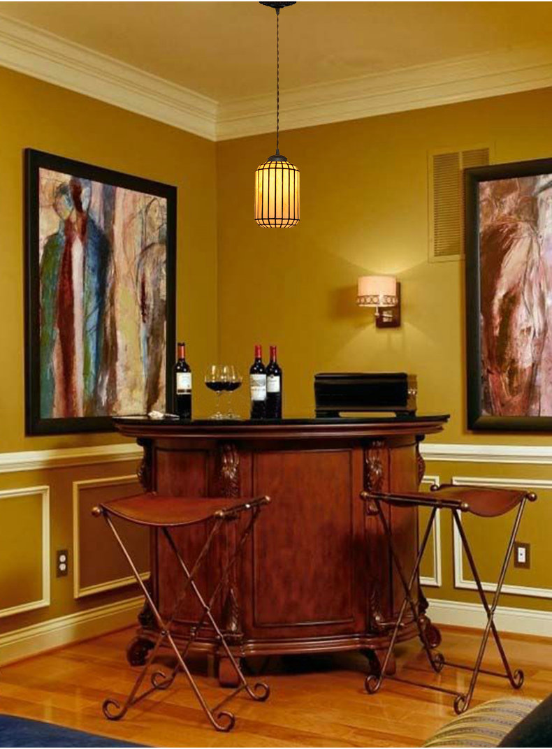 FUMAT Tiffany Style Stained Glass Handcrafted Pendant Light - Red Plum Design with 3 Lights