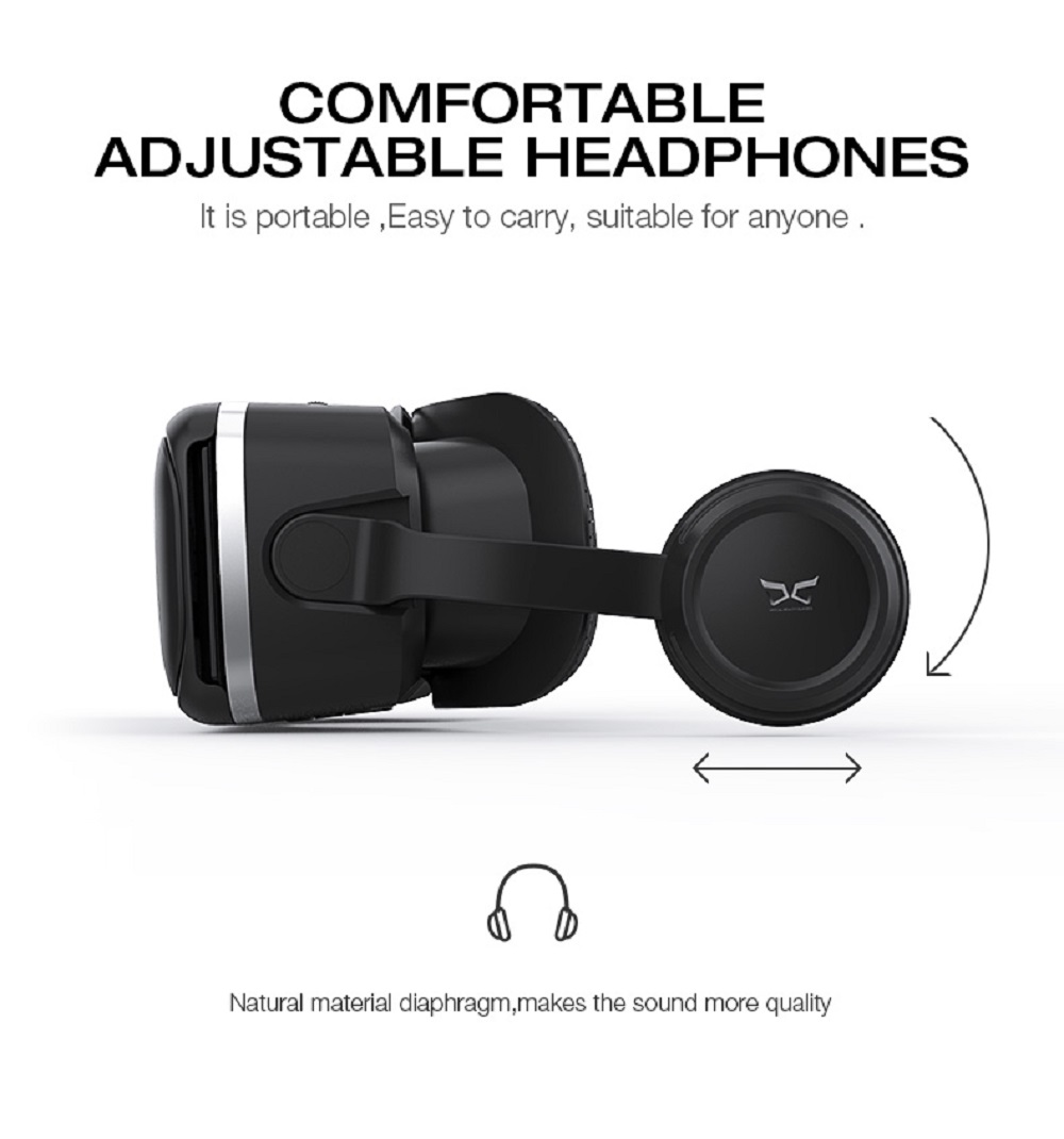 VR SHINECON SC-G04E with Headset Virtual Reality Glasses Support 4.7~6.0" Smartphone - Black