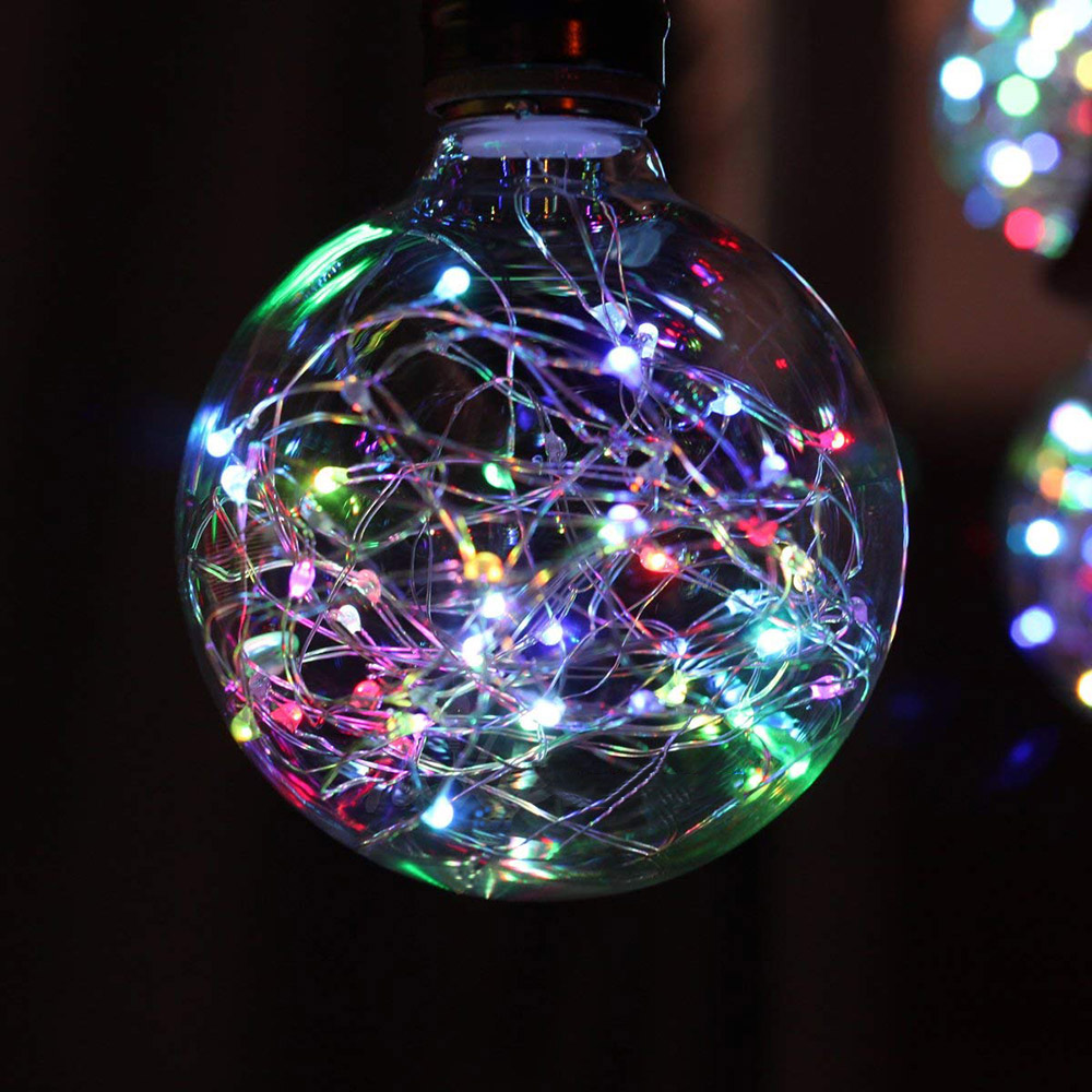 Edison G95 Gypsophila E26 Decorative Bulb Led Copper Wire Bulbs Christmas Decoration Lights -RGB