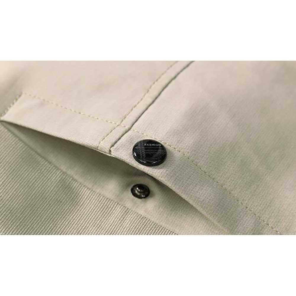 Men's Autumn & Winter Business Casual Stand Collar Coat Slim Fit Jacket With Zipper Size M - Beige