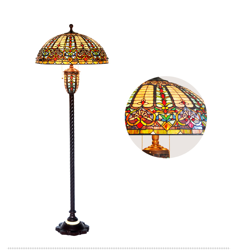 FUMAT Tiffany Style Stained Glass Handcrafted Floor Lamp - Romantic Baroque Design