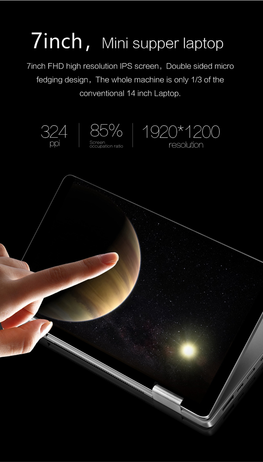 One Netbook One Mix 2 Yoga Pocket Laptop Intel Core m3-7Y30 Quad Core Touch ID (Silver) + Original Stylus Pen (Silver)