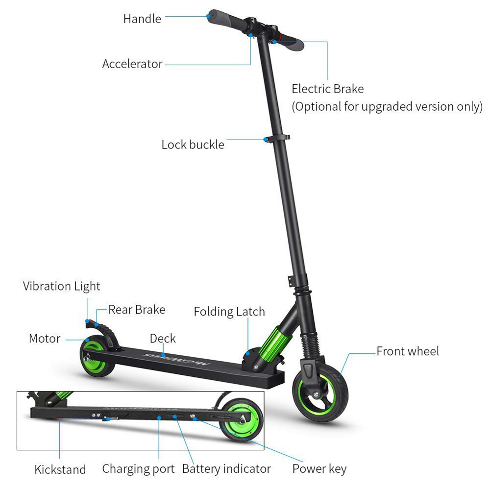 [DE Stock] Megawheels S1-2 Portable Folding Electric Scooter 250W Motor 23km/h Micro-Electronic Braking System - Green