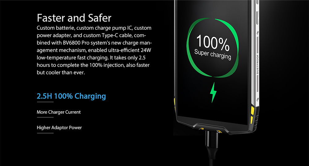 Blackview BV6800 Pro 5.7 Inch 4G LTE Smartphone MT6750T 4GB 64GB 16.0MP Dual Rear Cameras Android 8.0 IP68 Wireless Charging 6580mAh Type-C NFC - Yellow