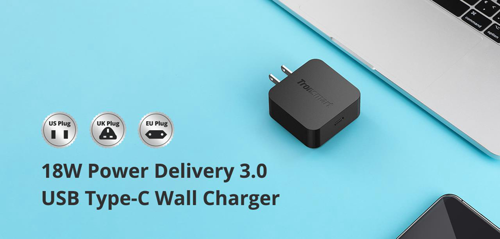 Tronsmart WCP01 Power Delivery 3.0 USB Type-C 18W USB Wall Charger for iPhone, Samsung, Google, LG, HTC - EU Plug