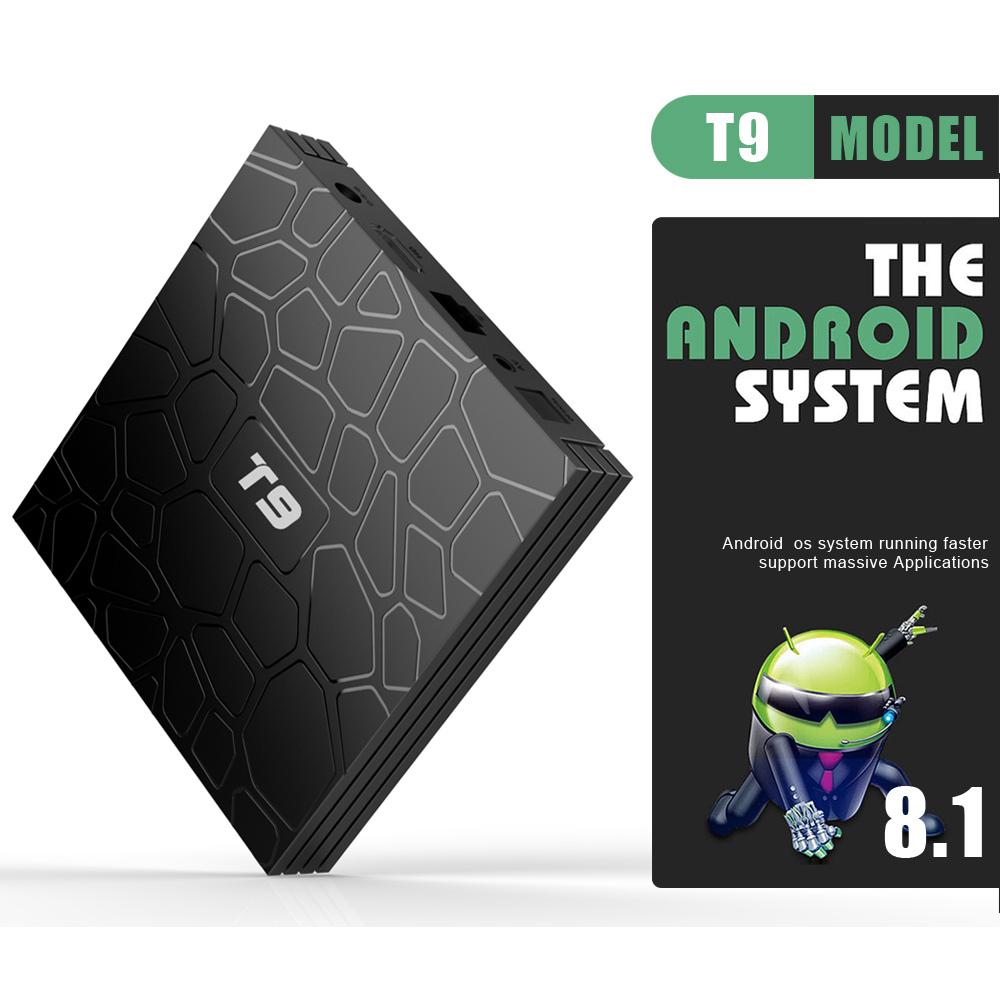 T9 RK3328 Android 8.1 4GB/64GB 4K TV Box with LED Display Dual Band WiFi Bluetooth LAN USB3.0 HDMI