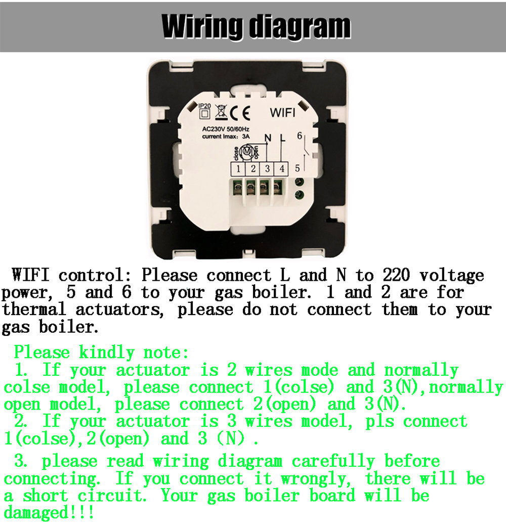LCD Temperature Controller for Gas Boiler (Works with Amazon Alexa Google Assistant) - White