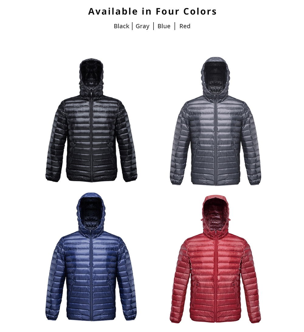 Xiaomi 90Fun Men's Hooded Down Jacket (Lightweight Seamless 90% Goose Down Size S) - Black