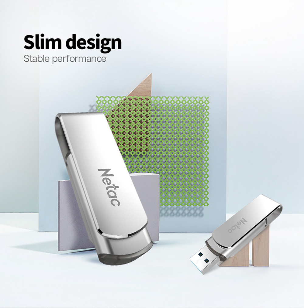 Netac U388 Rotary Metal 128GB USB Flash Drive USB3.0 Interface - Silver