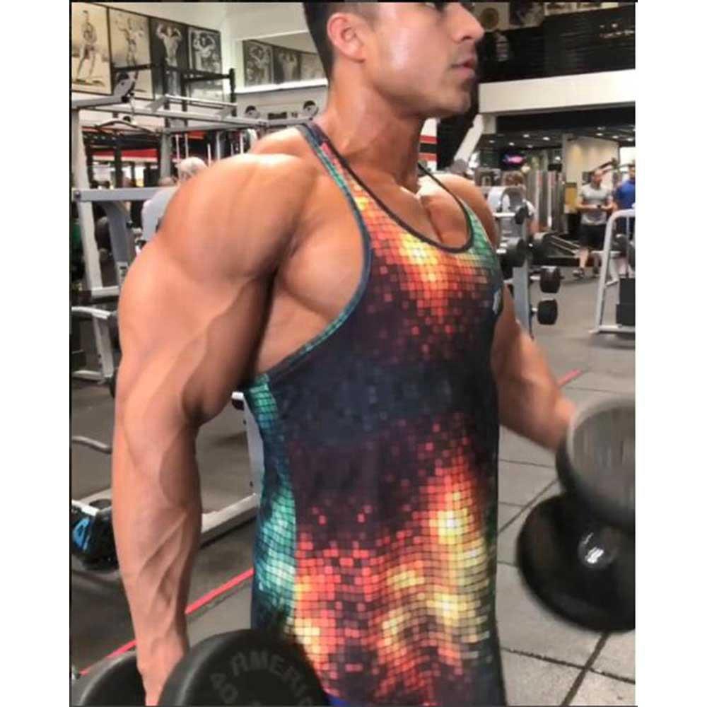 Men Sports Fitness Breathable Slim Vest Size M - Lattice