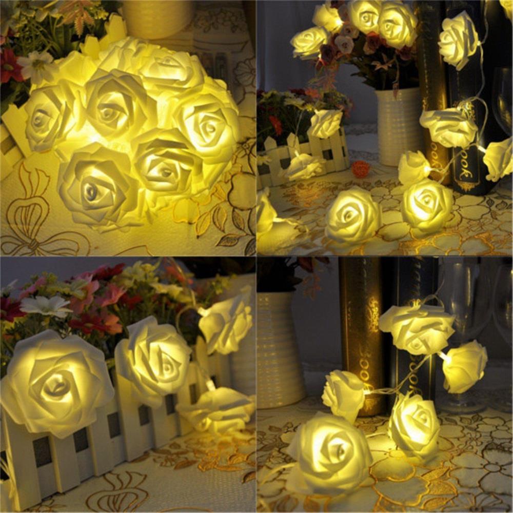 20PCS Rose LED String Lights for Christmas New Year (2.2 Meters) - Warm White