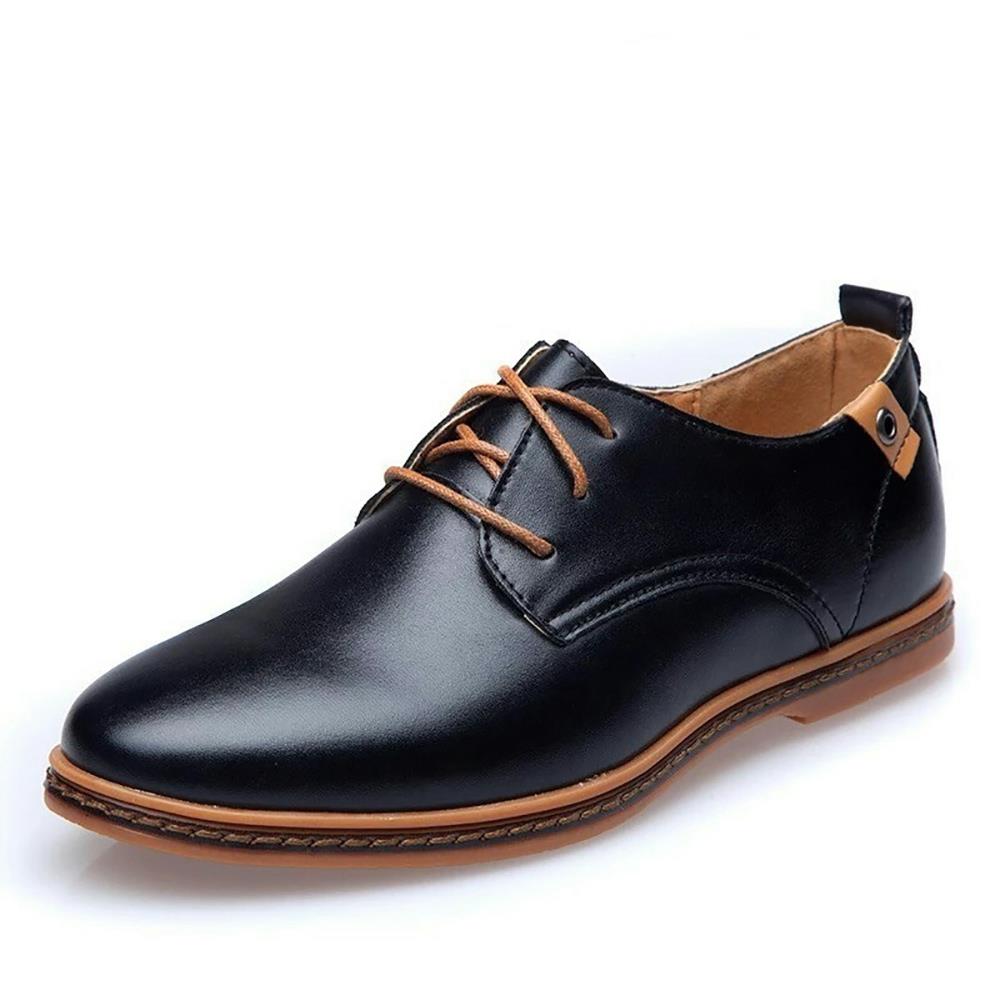 XA004 Men Casual British Style Leather Shoes Tendon Soled Shoes EU 41 - Black