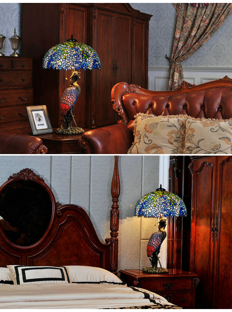 FUMAT 16 Inch Tiffany Style Stained Glass Handcrafted Floor Lamp - Romantic Wisteria Design