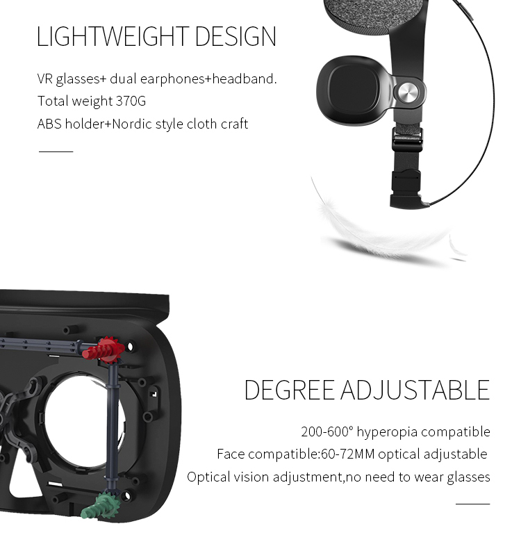 BOBOVR Z5 Wireless Version 3D VR Headset Virtual Reality Glasses  FOV120 Support IOS/Android - Black