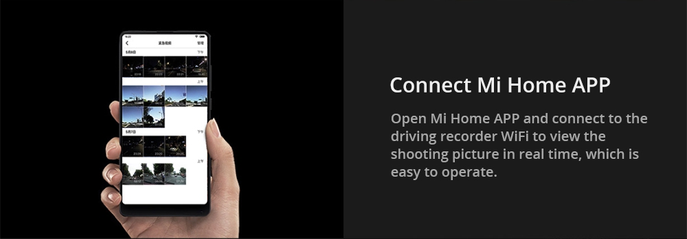 Xiaomi Mijia Car DVR Camera 1S SONY IMX307 Sensor 3 Inch IPS Screen 1080P 140 Degree Wide 3D Noise Reduction Intelligent Voice Control - Black