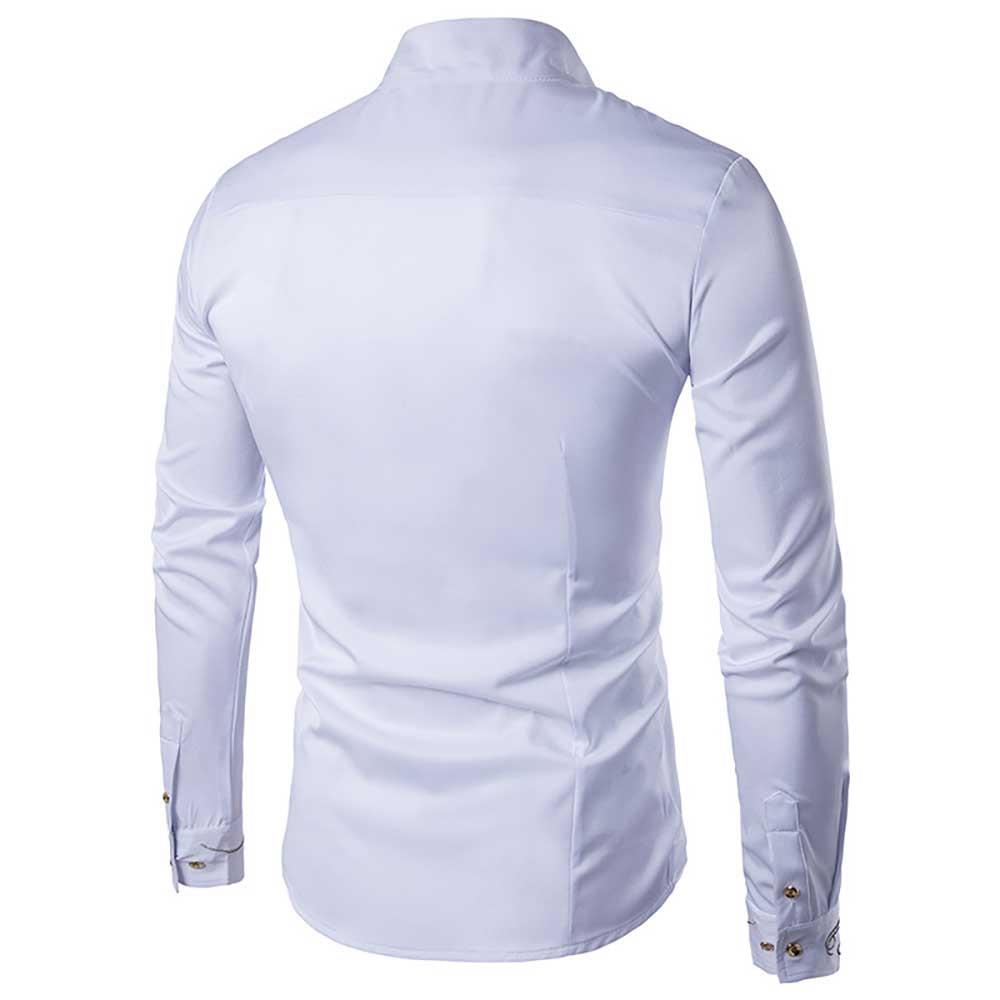 Men's Fashion Casual Long Sleeve Shirt White