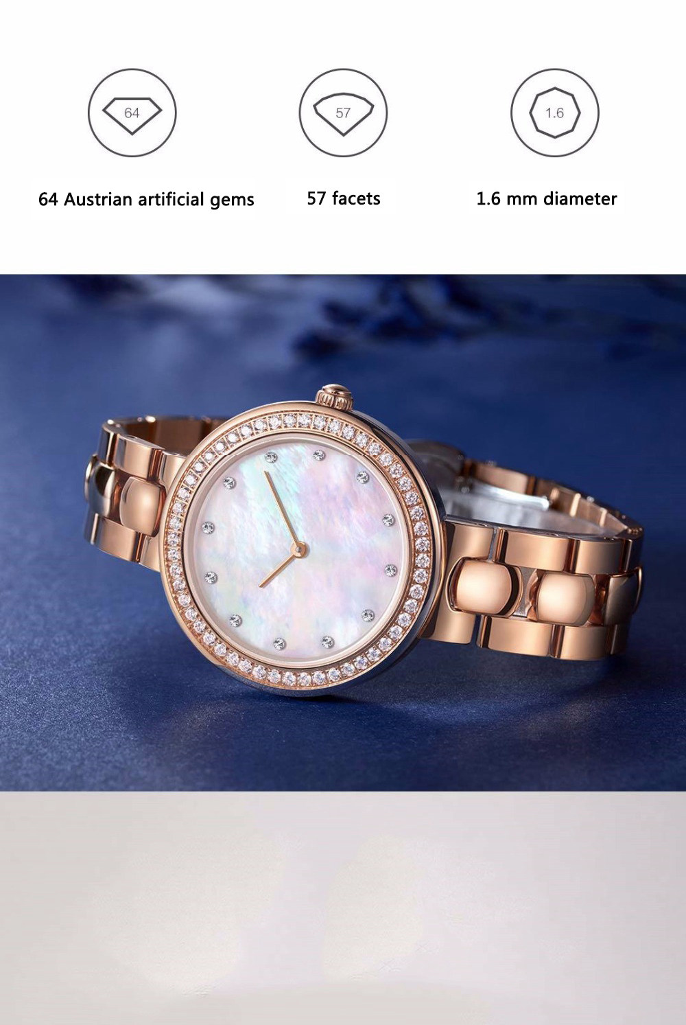 Xiaomi Youpin TwentySeventeen Women's Crystal Quartz Watch - Rose Gold