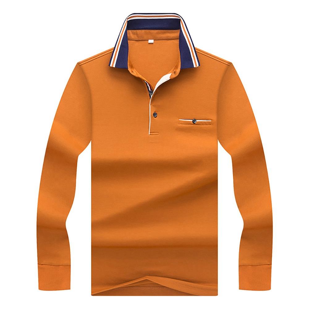 Men's Autumn Business Casual Long Sleeve Lapel Polo Shirt Anti-Pilling Size M - Yellow