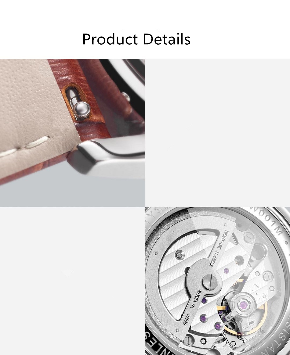 Xiaomi TwentySeventeen Men's Light Mechanical Watch 5ATM With Sapphire Surface And Leather Strap - Black