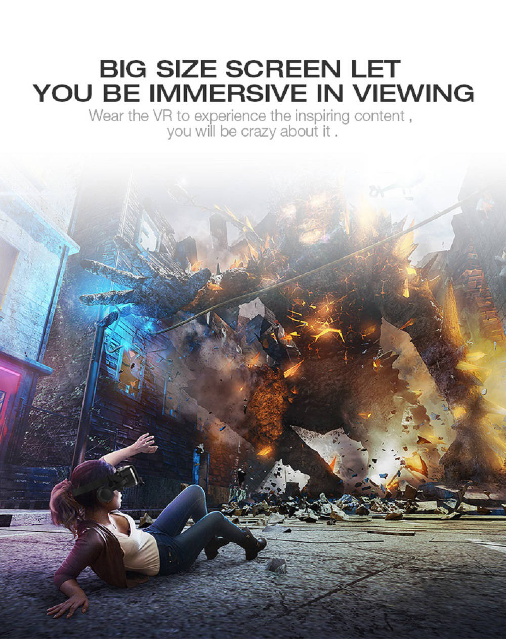 VR SHINECON SC-G04E with Headset Virtual Reality Glasses Support 4.7~6.0" Smartphone - Black