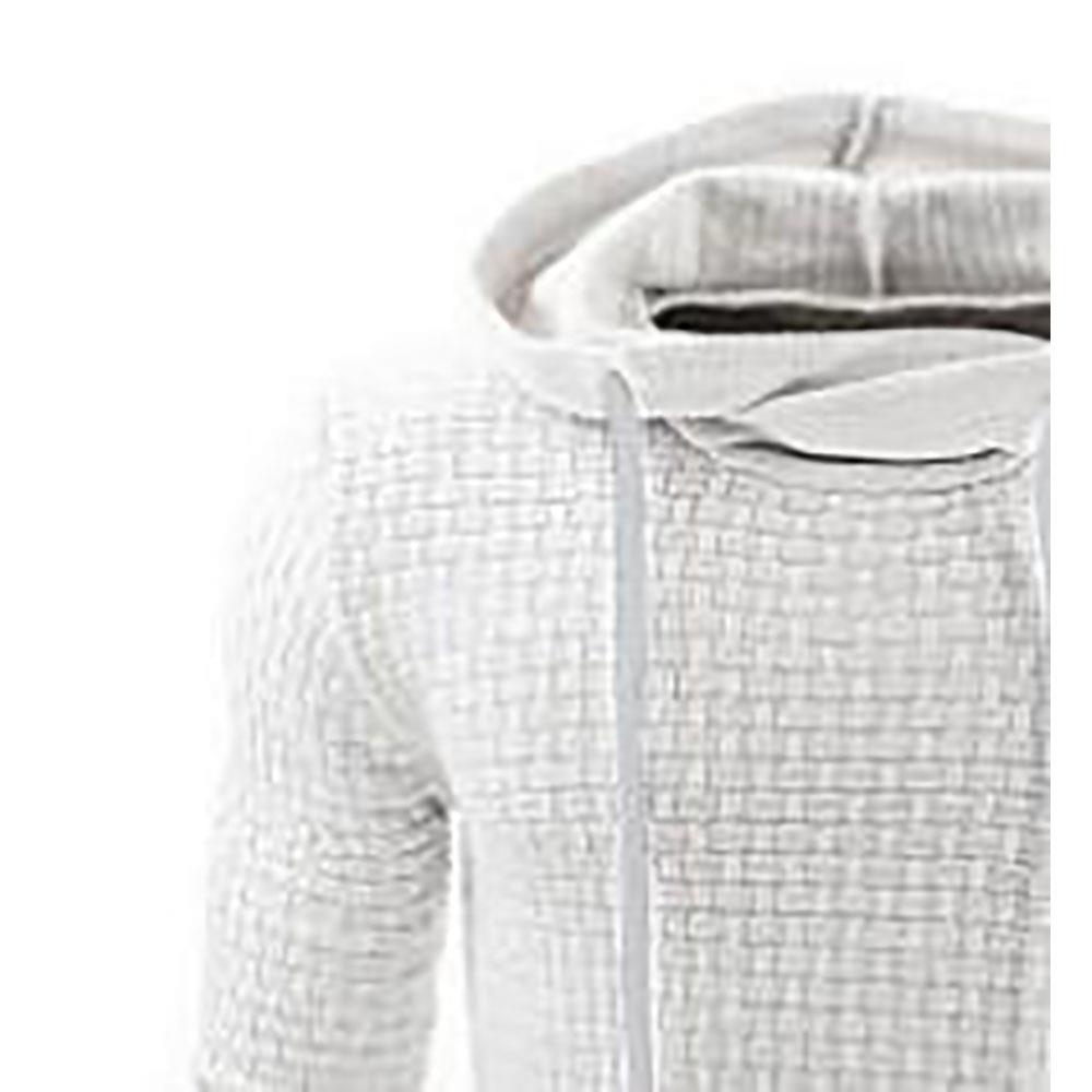 Men's Basic Winter Warm Long Sleeve Grid Hoodie (Sweatshirt Outwear Sweater Size L) - White